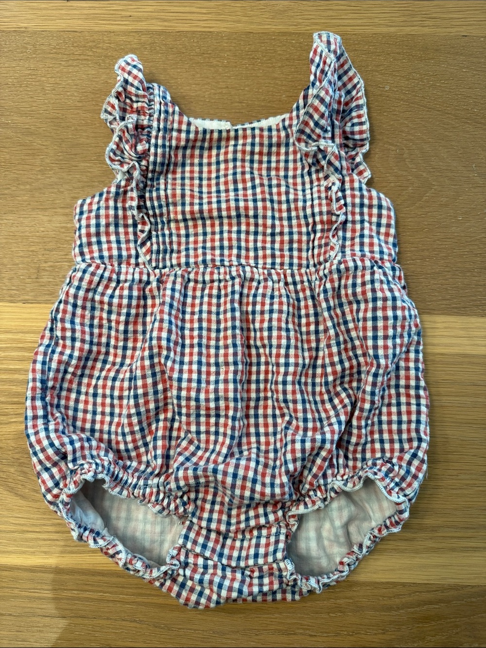 Vineyard Vines Baby Girls Red, White & Blue Gingham Romper